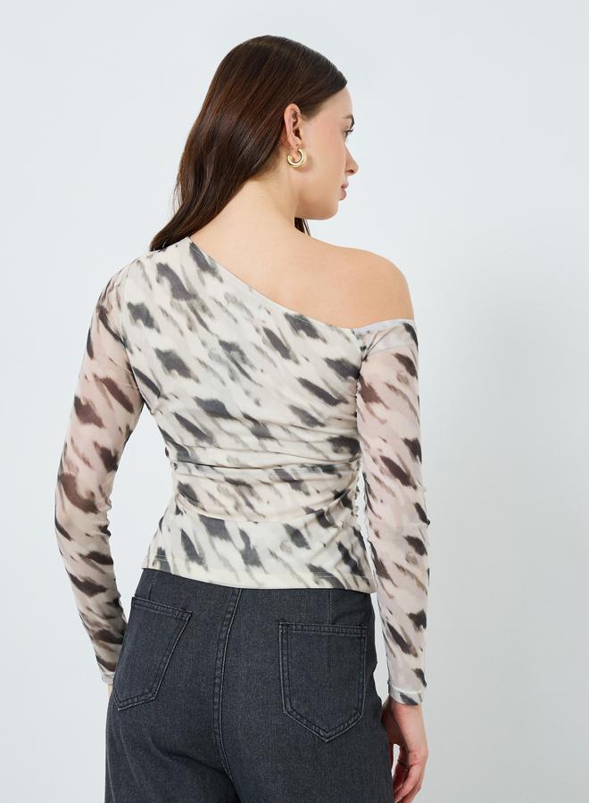 ستايلي بلوزة محبوكة ضيقة بطبعة حيوانات - Image 5